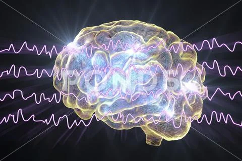 EEG Electroencephalogram, brain wave in awake state during rest Stock Illustration