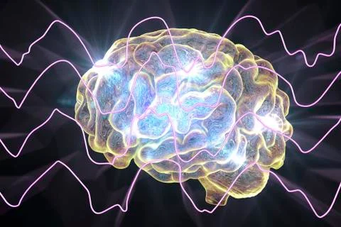 EEG Electroencephalogram, brain wave in deep sleep 스톡 일러스트