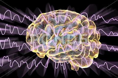 EEG Electroencephalogram, brain wave during sleeping Stock Illustration