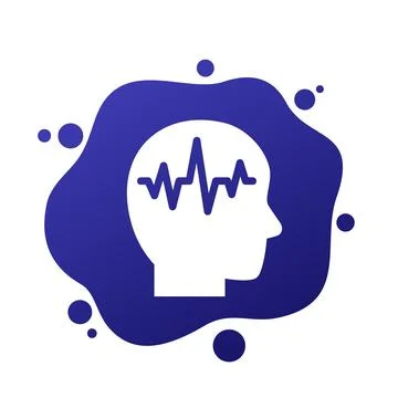 EEG, electroencephalography icon with a head Stock Illustration