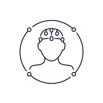 EEG, electroencephalography icon, line vector Stock Illustration