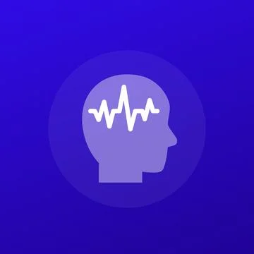 EEG icon with a head, electroencephalography vector transparent design Stock Illustration