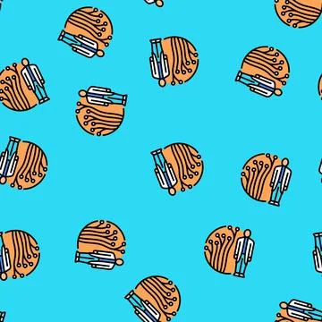 Eeg technician electrodes vector seamless pattern Stock Illustration