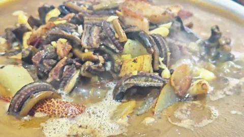 Eel and Old Cucumber Stew Hot Pot Stock-Footage 341544516
