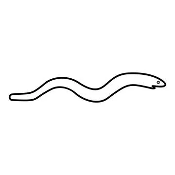 Eel fish snake shape seafood concept contour outline line icon black color .. Stock Illustration