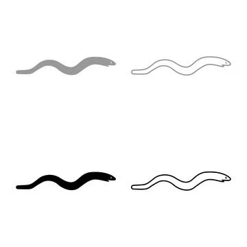 Eel fish snake shape seafood concept set icon grey black color vector illus.. Stock Illustration