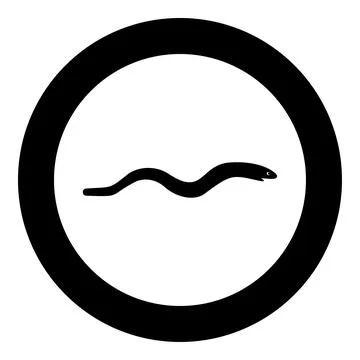 Eel fish snake shape seafood concept icon in circle round black color vecto.. Stock Illustration