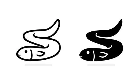 Eel icon. Flat vector illustration of an eel logo. 스톡 일러스트