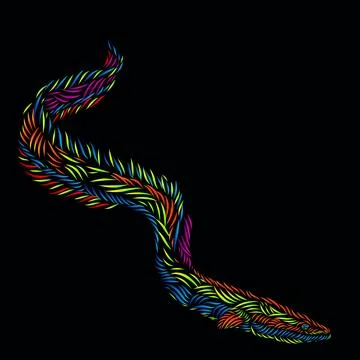 Eel line pop art potrait logo colorful design with dark background Stock Illustration