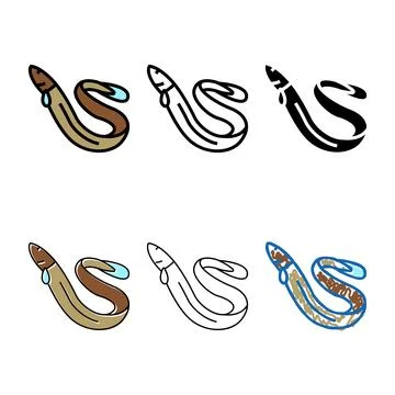 Eel seafood color icon vector multistyle Stock Illustration