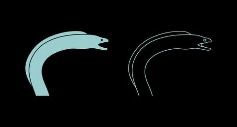 Eel snake silhouette vector design isolated on black background with silhouet Stock Illustration