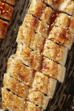 Eels split and broiled grilled in soy, broiled eels Stock Photos