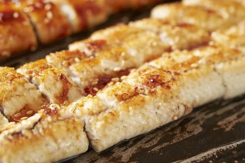 Eels split and broiled[grilled  in soy, broiled eels Stock Photos