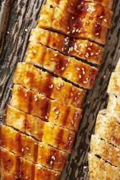 Eels split and broiled[grilled  in soy, broiled eels Stock Photos