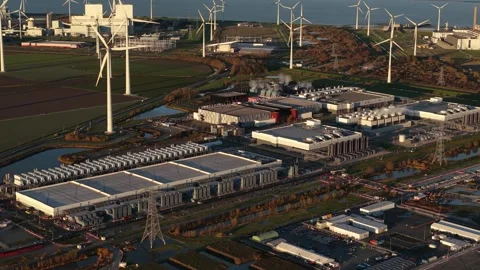 Eemshaven data centers hyperscale, sustainability wind, and AI infrastructure. 스톡 동영상 321603289