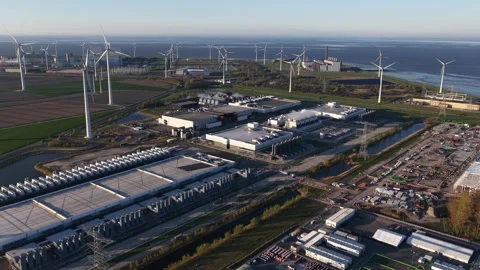 Eemshaven Datacenter Complex Aerial View Stock Footage 335205590
