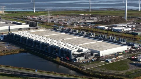 Eemshaven Hyperscale Data Center AI Expansion. Stock Footage 323079584
