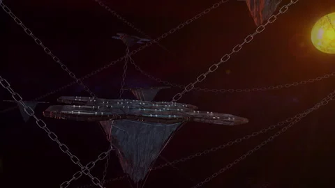Eerie cosmic structure with rusty heavy chains and derelict sci-fi platforms Vídeos de archivo 152007908