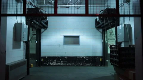 Eerie Freight Elevator Ascends From Loading Dock Stock Footage 50546379