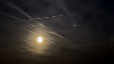 Eerie Full Moon Behind Dark Clouds Halloween Concept Stock Footage 346639122