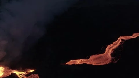 Eerie Lava River Eruption Volcano Sunrise Video stock 272185341