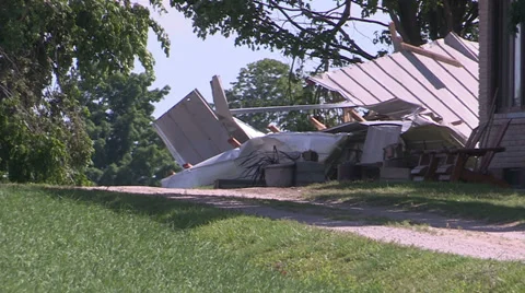 EF-1Tornado damage and destruction in Innisfil Ontario Canada Stock Footage 39696704