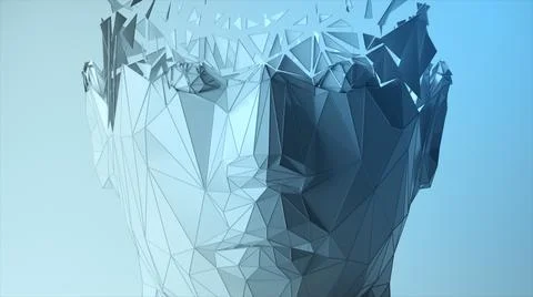 The effect of the appearance of a polygonal digital human face. Artificial in Stock Photos