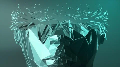 The effect of the appearance of a polygonal digital human face. Artificial in Stock Photos