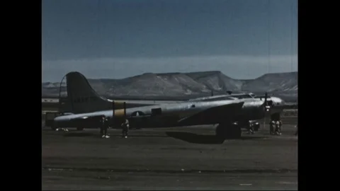 Effect of atomic bomb explosion on Boeing B-50 Superfortress - 1953 Stock Footage 106047283