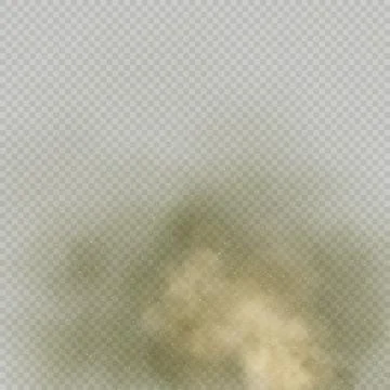 Effect beige dust or powder on transparent background. Dry soil explosion. Brown Illustrazione stock