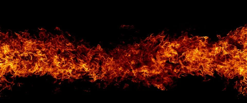 Effect of blazing flames. Glowing fire effect on black. Effect of swirling fire Stock Photos