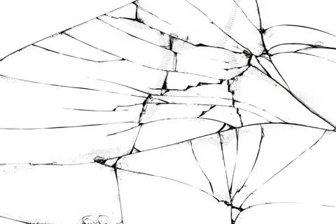 The effect of broken glass screen smartphone, cracked on a white backgroun... Stock Photos