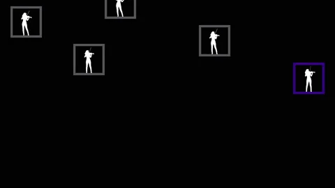 The effect of cell loss. The figure of a violinist. Dynamic contrast animation Stock Footage 135591778