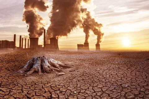 Effect of global warming The land is broken and dry, the rain does not fall i Stock Photos