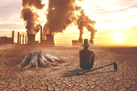 Effect of global warming The land is broken and dry, the rain does not fall i Stock Photos
