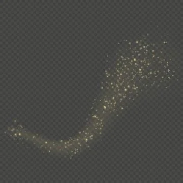 Effect of golden glitter trail star. Sparkling confetti or shimmer shine wave Stock Illustration