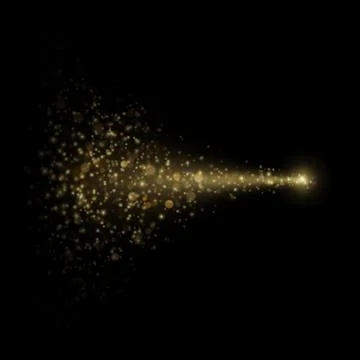 Effect of golden glitter trail star. Sparkling confetti or shimmer shine wave Stock Illustration