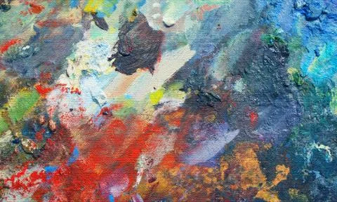 Effect of oil paint texture on canvas, vibrant acrylic on used artist's palet Stock Illustration