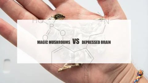 The effect of psilocybin on the mental state of a sick person. Treatment of d Foto stock