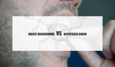 The effect of psilocybin on the mental state of a sick person. Treatment of d Stock Photos