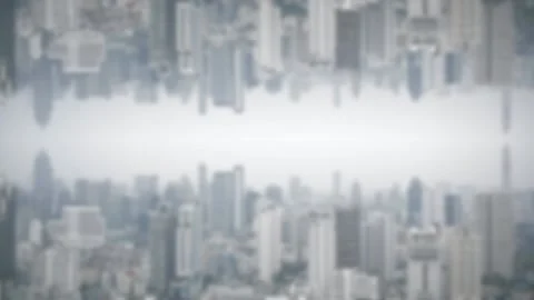 Effect reflection blur tall tower building city Stock Footage 239605043