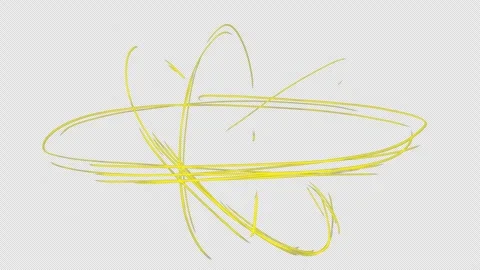 Effect of rotating yellow sparks on a black screen. Atom rotation and dizzying Video stock 334716568