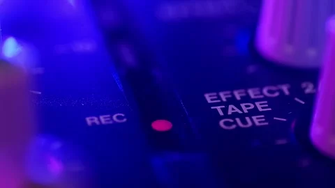 Effect sign on a portable cassette tape studio mixer Stock Footage 161254074