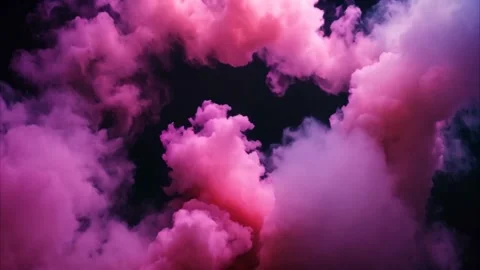 Effect of slow moving dry ice smoke pink color black background. Vídeos de archivo 273953852