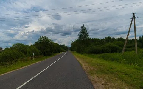 The effect of speed on the road and blurred objects. View of the road. 스톡 사진