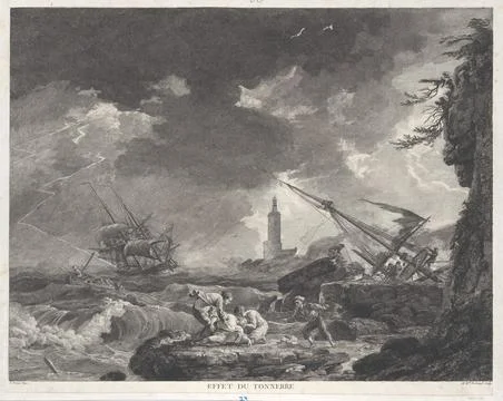 Effect of Thunder ca. 175585 After Joseph Vernet. Effect of Thunder. After .. Stock Photos