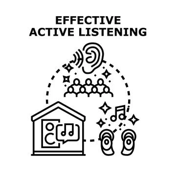 Effective active listening concept for communication and sound Stock Illustration
