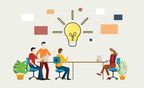 Effective brainstorming concept with team on the table discuss idea together  Stock Illustration