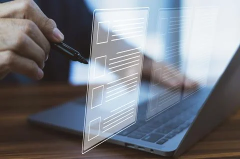 Effective businessman checklist document management ensures meticulous over.. Stock Photos