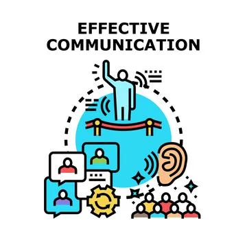 Effective communication concept with public speaking and listening Illustration